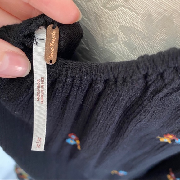 Free People M Long Sleeve Embroidered Dress Black - Picture 7 of 8